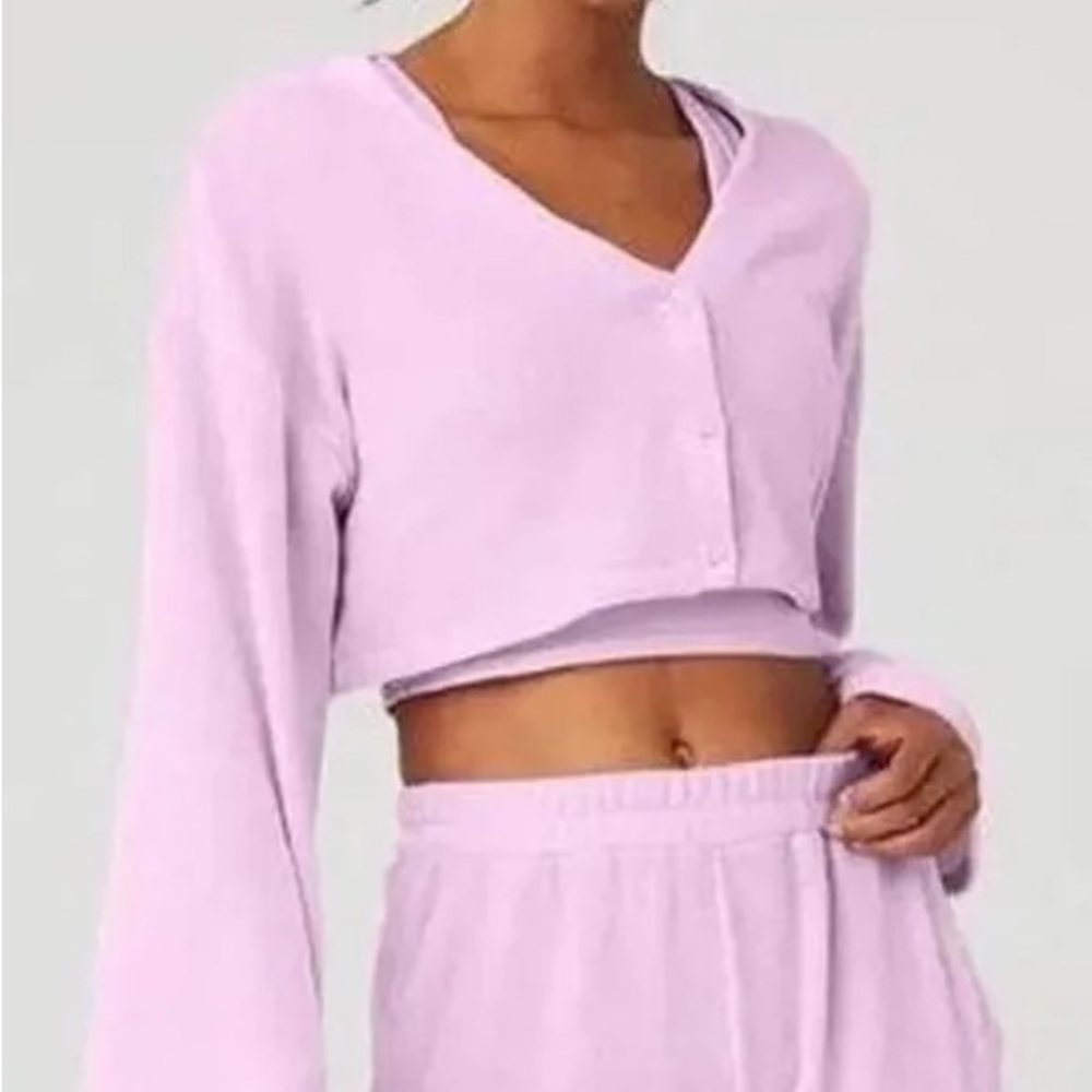 XS Alo Yoga Chenille Chalet Cropped Cardigan